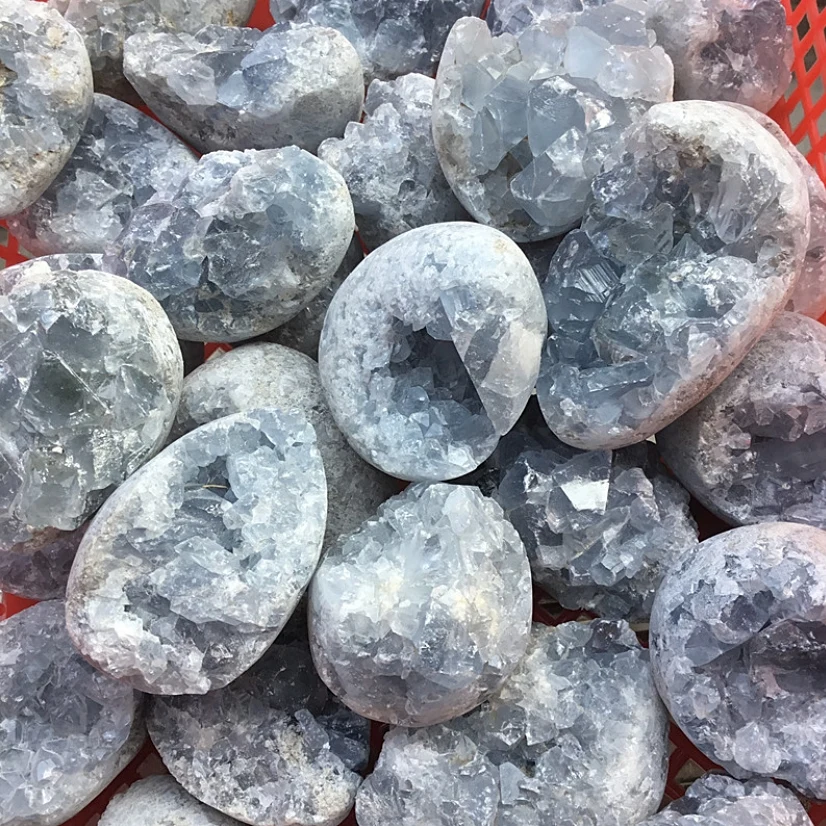 
Wholesale natural crystal healing stone blue Celestite crystal geode cluster for feng shui decoration 
