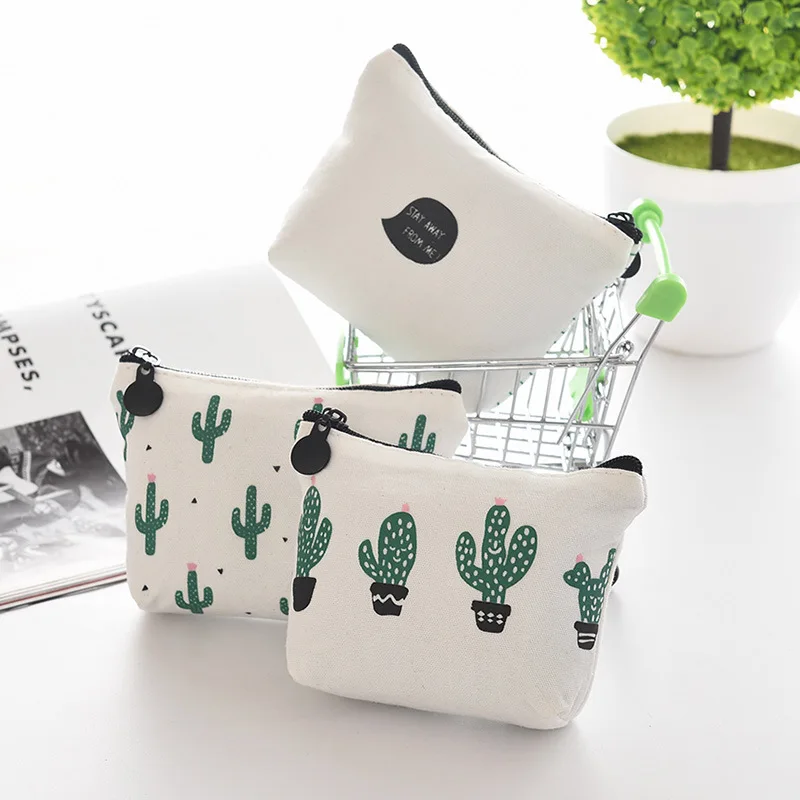 

2021 Canvas Cactus Coin Purses Cartoon Mini Wallet Cute Coin Bag with Zipper for Women, Picture