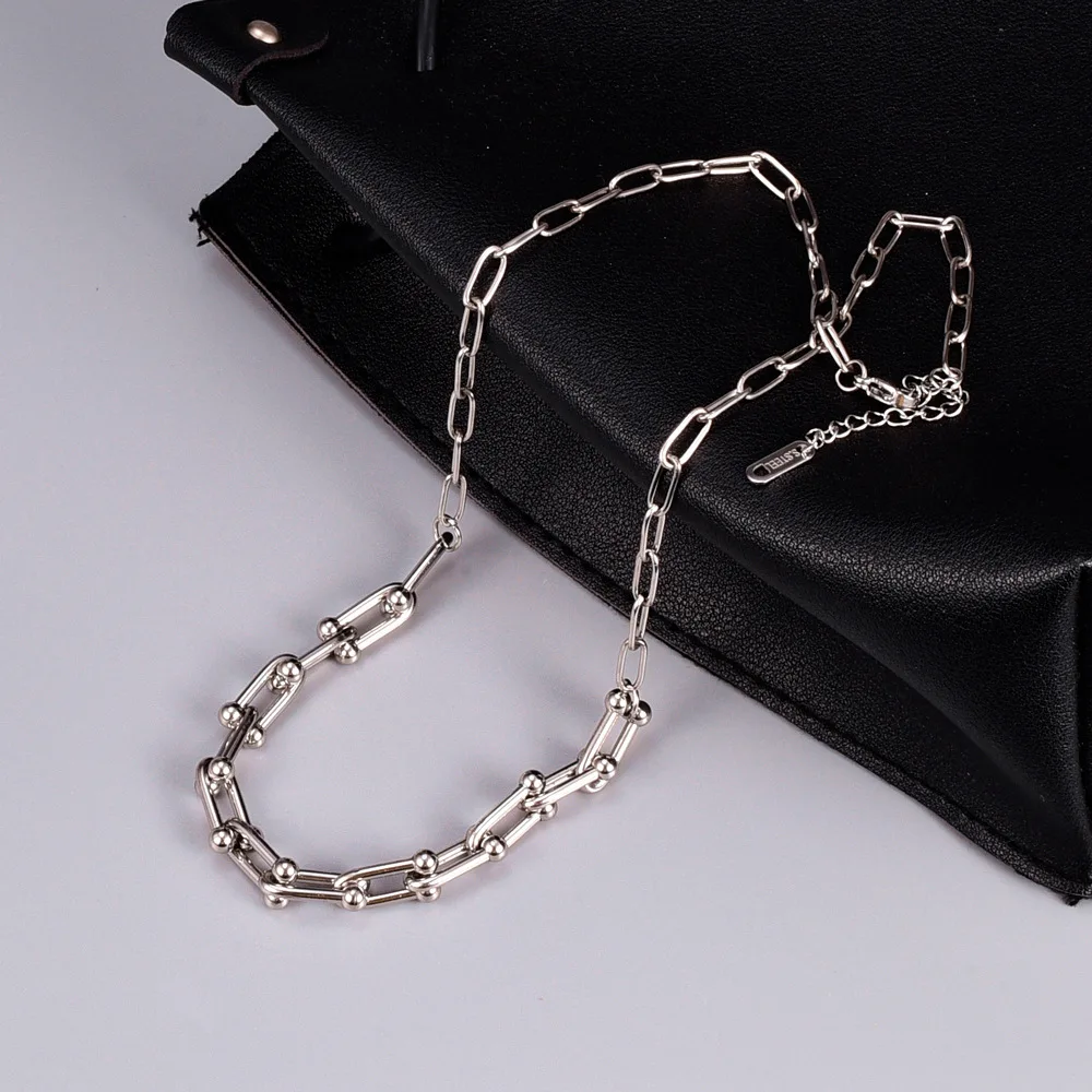 

Ins Style necklace female U-shaped Hip Hop chain Stainless Steel Polishing Chain Necklace for Women Gifts, Gold