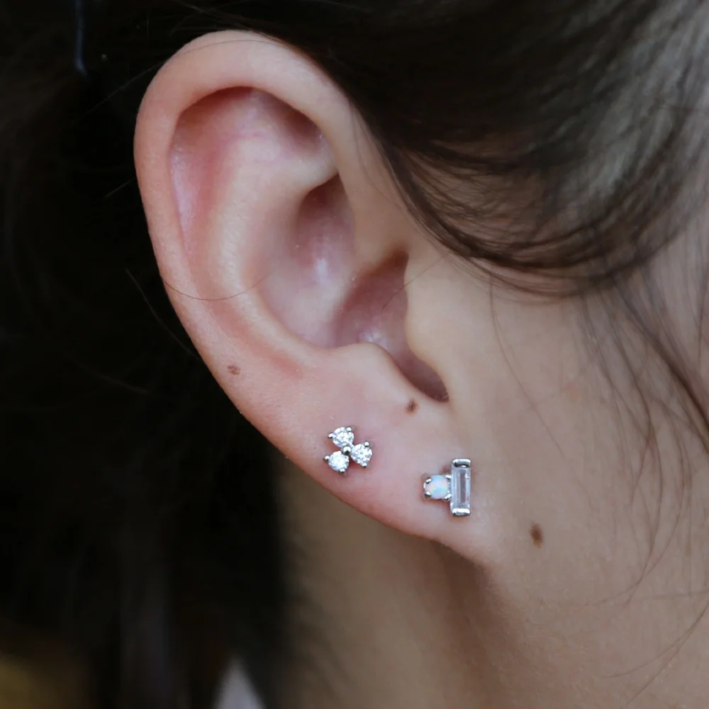 

CUTE sweet girl stud earring minimal small cz opal stud multi piercing dainty delicate earrings for women