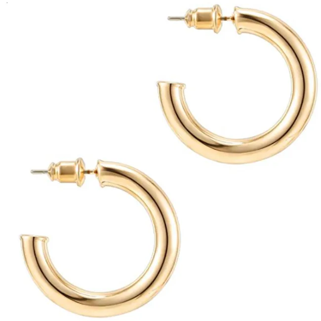 

Colored Lightweight Chunky Open Hoops 14K Gold Hoop Earrings Women