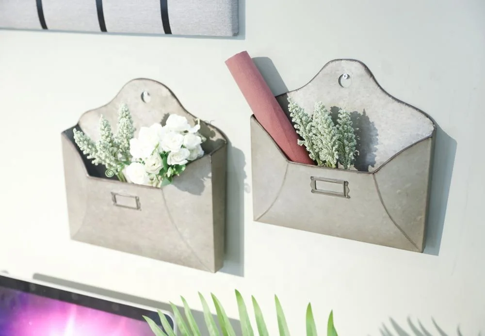 Innova S/2 Retro Pocket Mail Holder,Distressed Antique Galvanized Metal