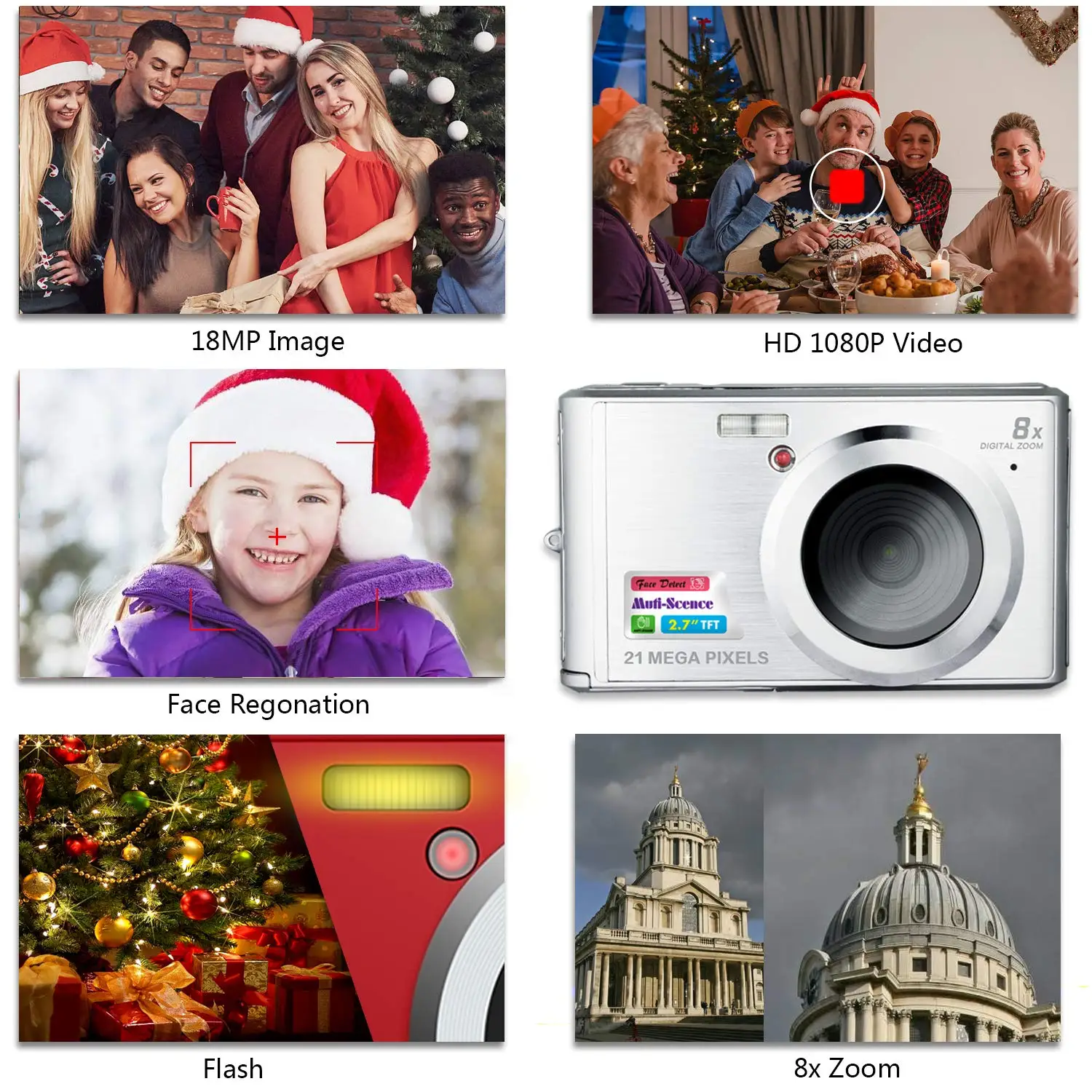 Christmas Gift HD Mini Digital Camera Point and Shoot Digital Video Cameras Travel Camping Gifts