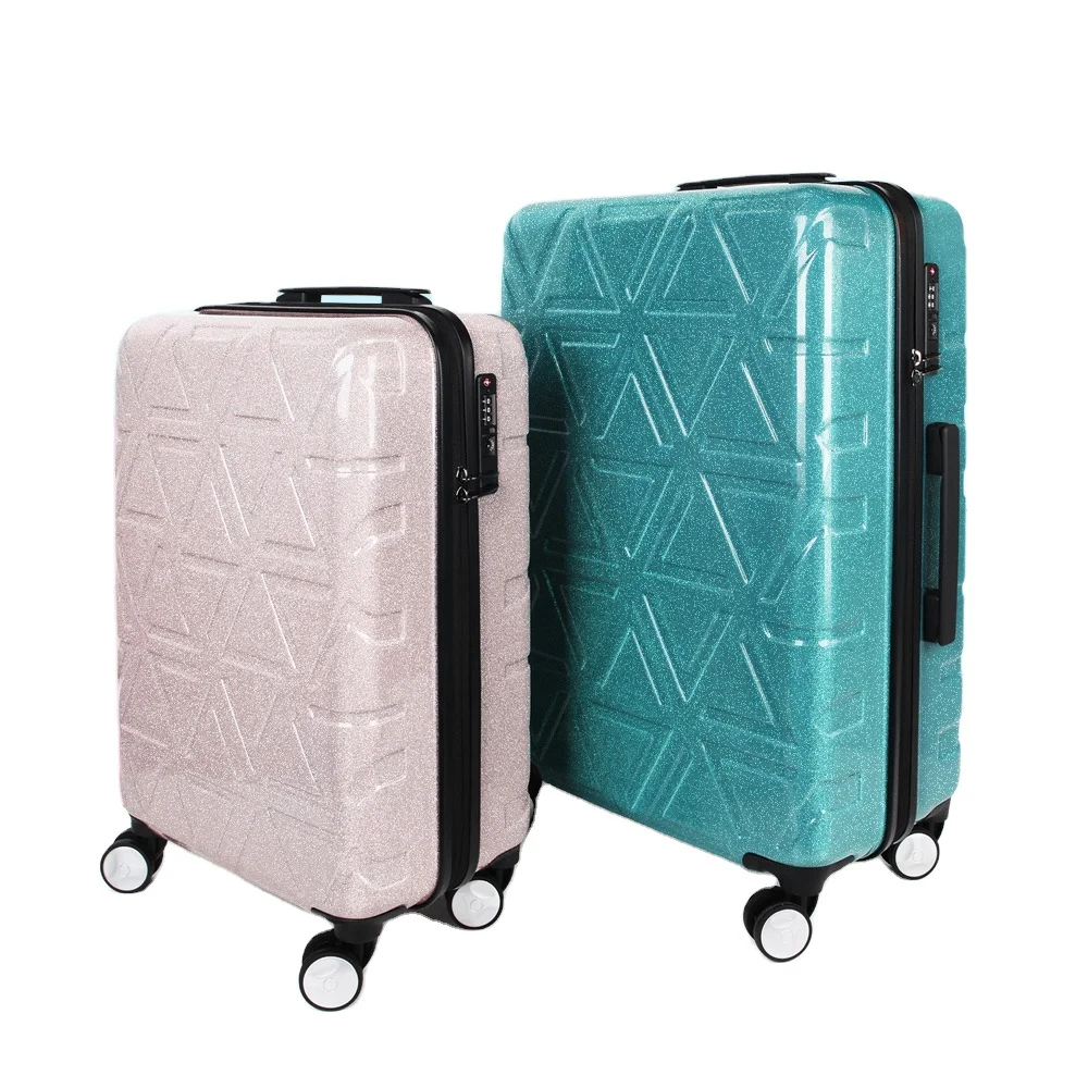 

Women ABS+PC Girl Rolling roller Trolley Suitcase abs cabin carry-on hard shell case bag travel travelling suitcase luggage set, Siliver