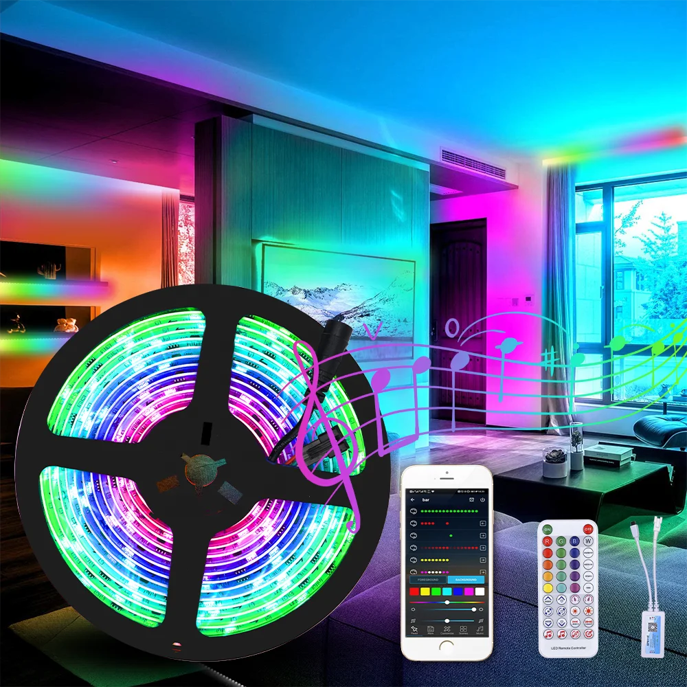 

WS2811 RGBIC Music 12V WA2811 Pixel LED Strip Light with Wireless Remote