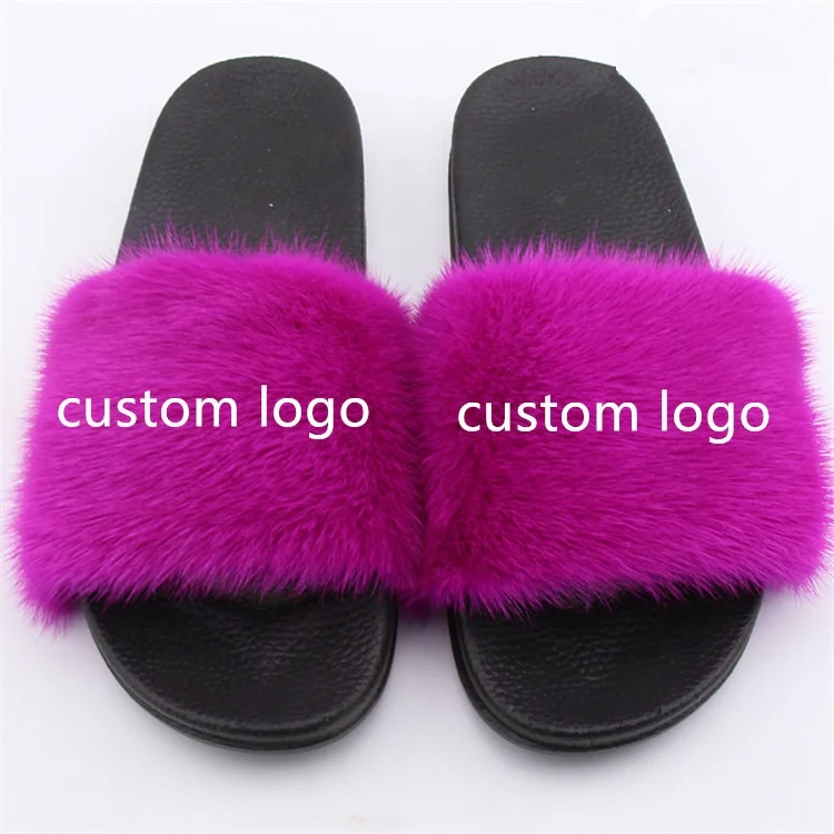 

2021 New Arrival Lady fashion fur flat slides genuine mink fur crossed style slippers real cross band fur sandals for women