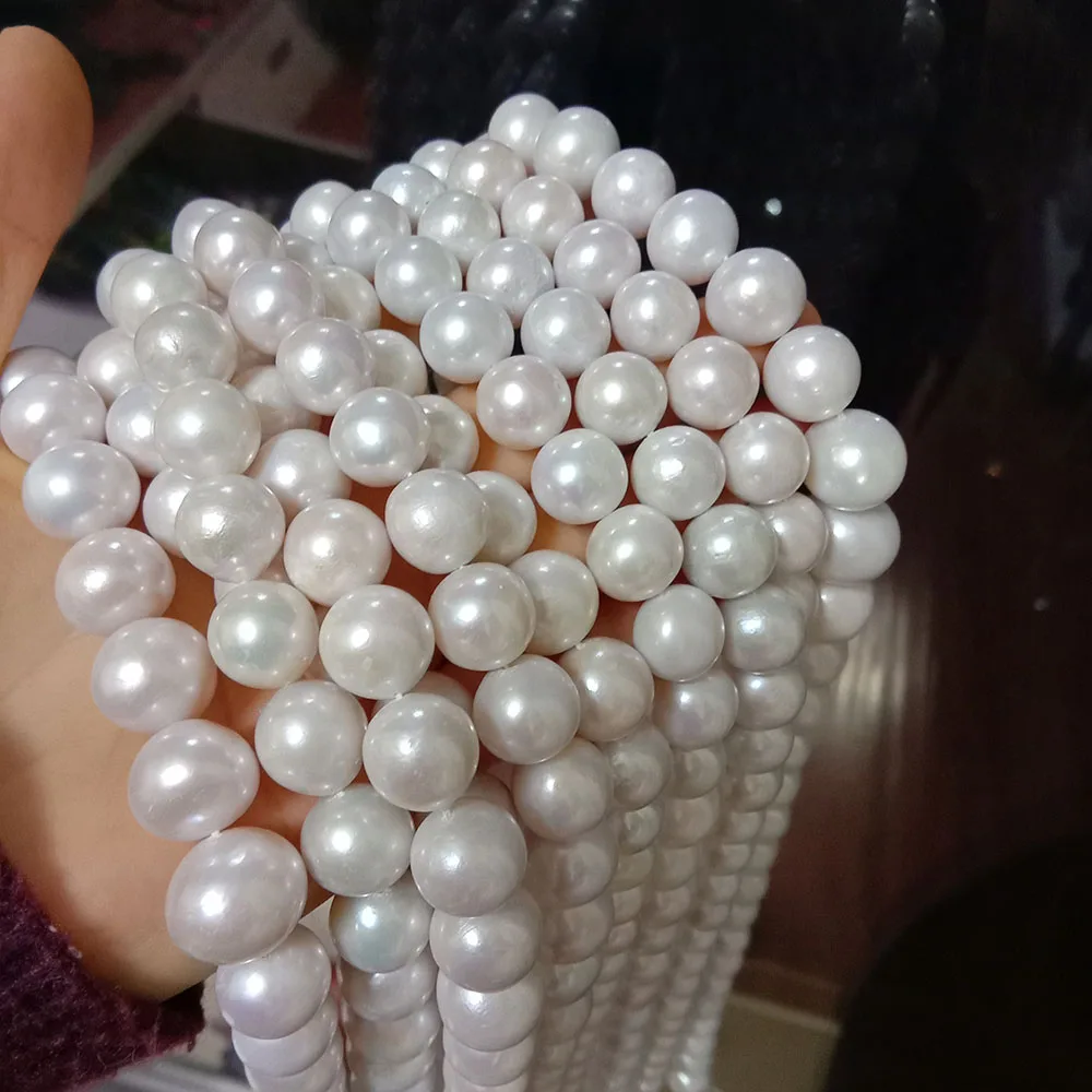 

16 inch 11-14 mm big white round loose wholesale natural freshwater pearl in strand