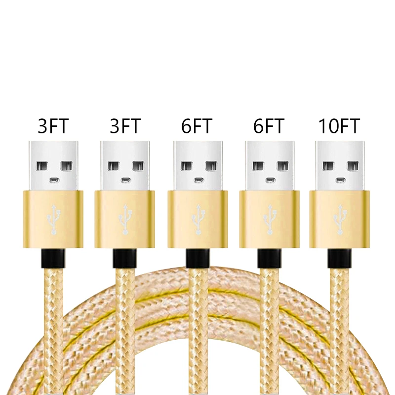 

5 Pack High Speed Metal Braided Nylon USB Data Charging Cables For iPhone