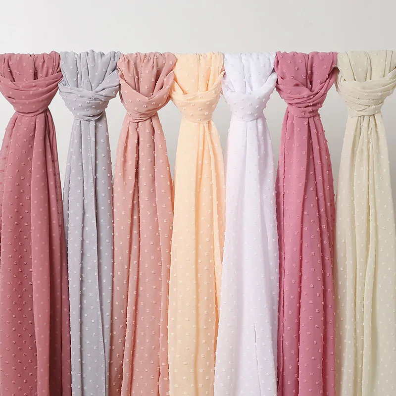 

Hot Selling Autumn and Winter Thickened Chiffon Long Towel Monochrome Malaysian Headband Shawl