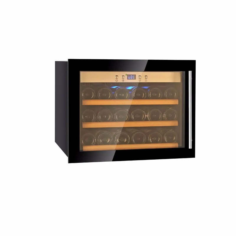 
18 Bottles full glass door with black panel compressor wine cooler refrigerator 