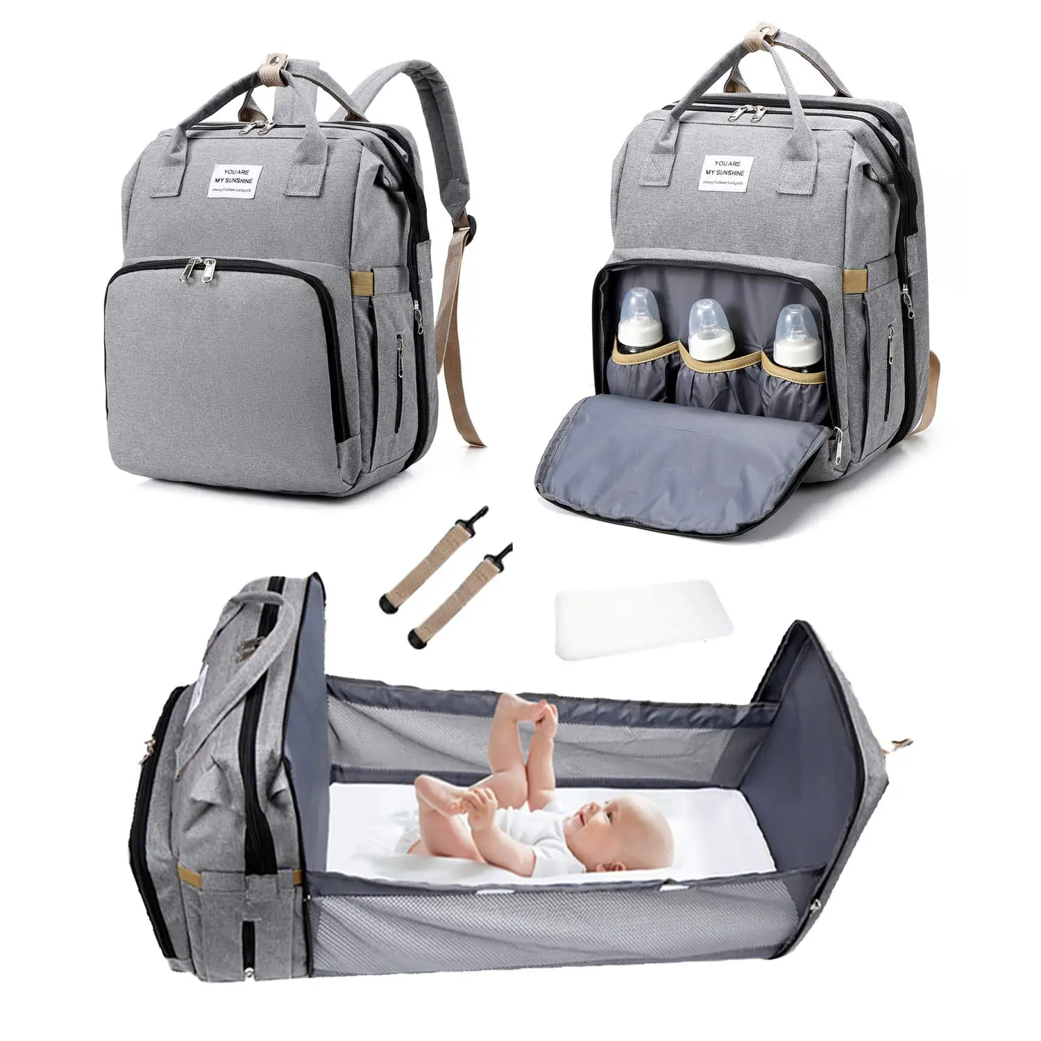 

TDC-A005 sublimation multifunctional diaper bag with changing station, Customized colors