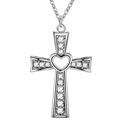 

MSYO New Ins Cross Necklaces Fashion Set With Diamonds Necklace Heart Necklace, As shown in the picture