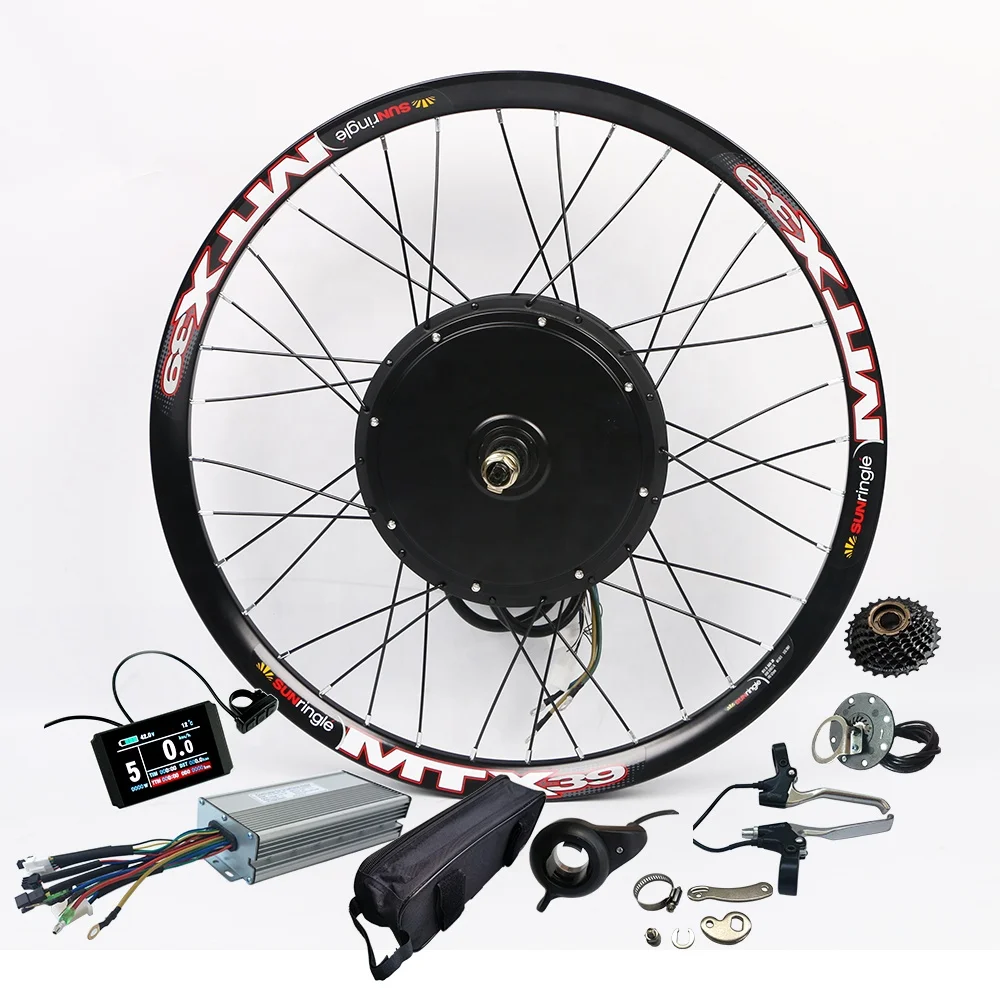 

2000w ebike conversion kit with battery MTX39 rim 2000w electric hub motor bike kit rear wheel 52v USA