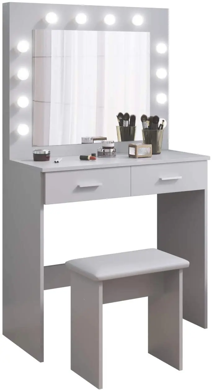 grey dressing table with led mirror