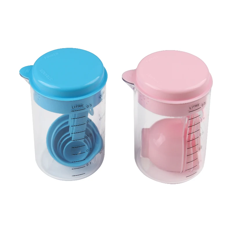 

Plastic Measuring Cups and Measuring Spoons Set, Pink, blue