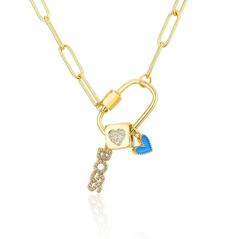 

Dainty Women Fashion Minimalist Necklace Pendant Square Hip-hop Diamond-studded Boss Combination Turnbuckle Necklaces Jewelry