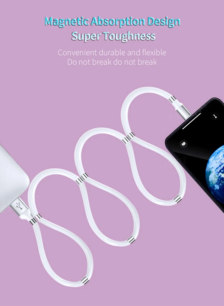 Magnetic Storage Cable 2.4A Micro USB Cord Fast Charging Magnet USB Type C Mobile Phone Charge Cable - ANKUX.COM