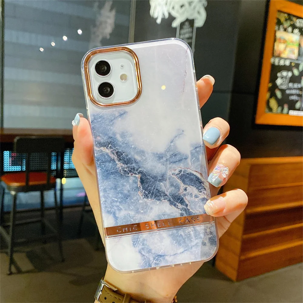 

Luxury Plated Marble leopard print Design Mobile Cell Phone Case For iphone 13/12/11/x/7/8 phone case marble leopard prin