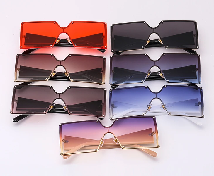 

DLL2052 Eyewear Chic One Piece Oversized Sunglasses Vendor Flat Top Thick Frame Shades 2020 big square sun glasses