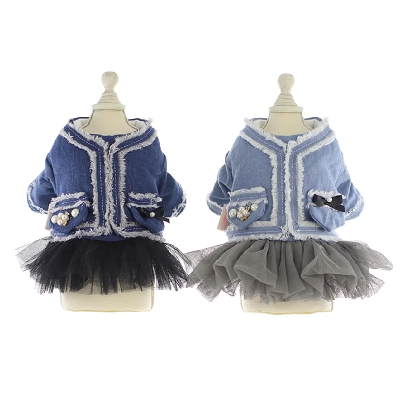 

Autumn and winter coat for Pet dog and cat Pearl Denim Tutu Skirt Pet Dog Princess Dress clothing, Blue