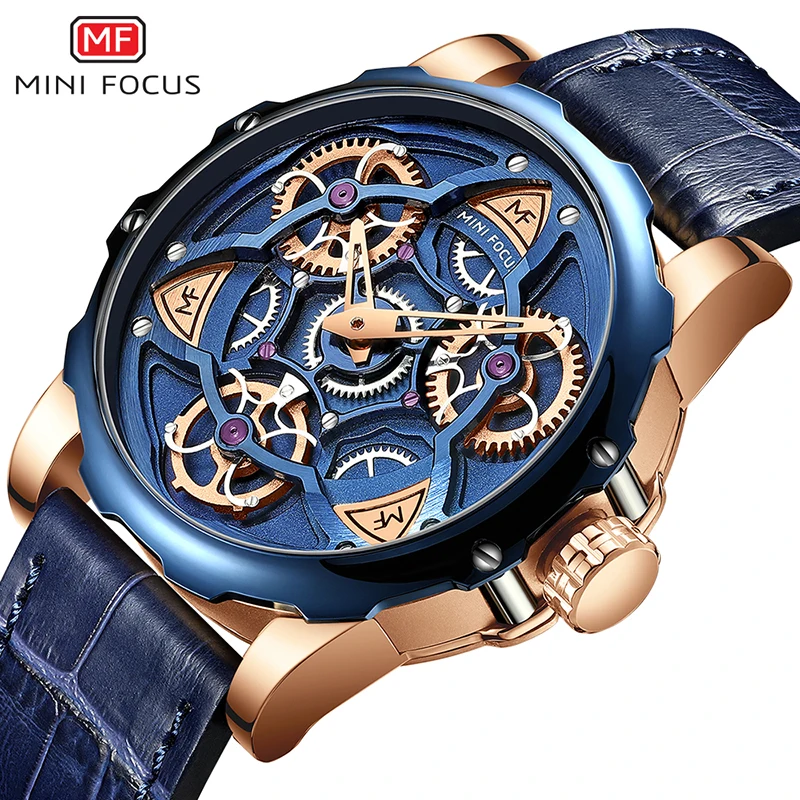 

Mini Focus Custom Logo OEM Customize Luxury Watch Men Gold Blue Bracelet Wristwatches Male Watch Clock reloj