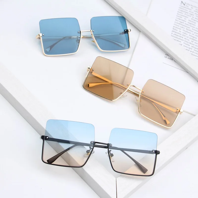 

EUGENIA 2020 Sun Glasses UV400 Low Moq Fashion Trendy Ladies Square Half Rim Frameless Men Women Sun glasses river