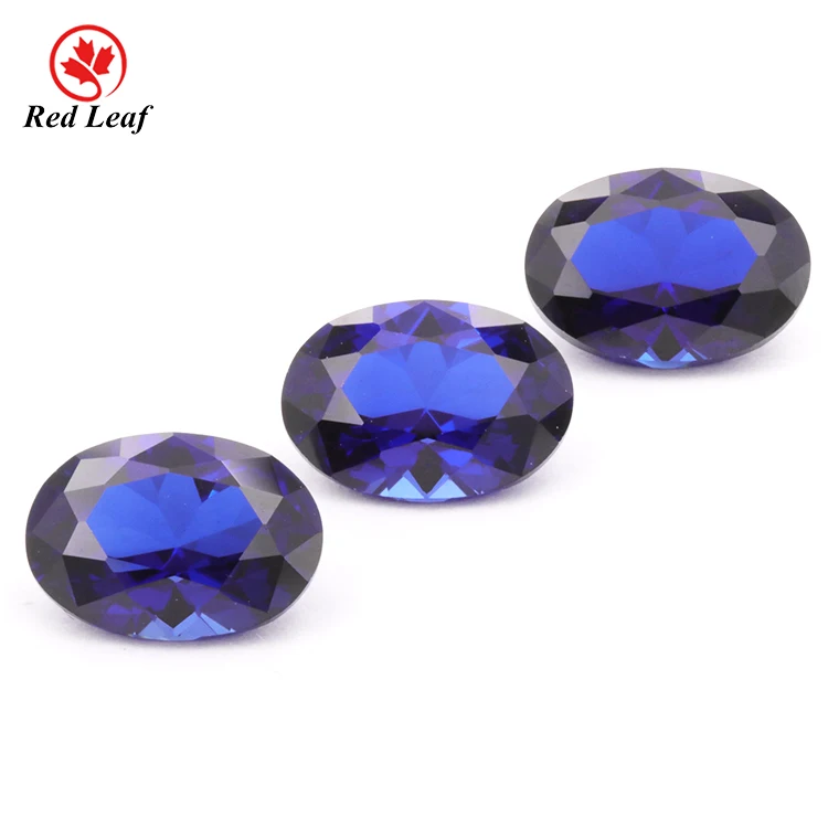 

Redleaf Jewelry 5aquality Corundum Gemstones Stone Man-made Loose Corudum Gems for Wholesale Oval Shape 34# Sapphire Blue Heat