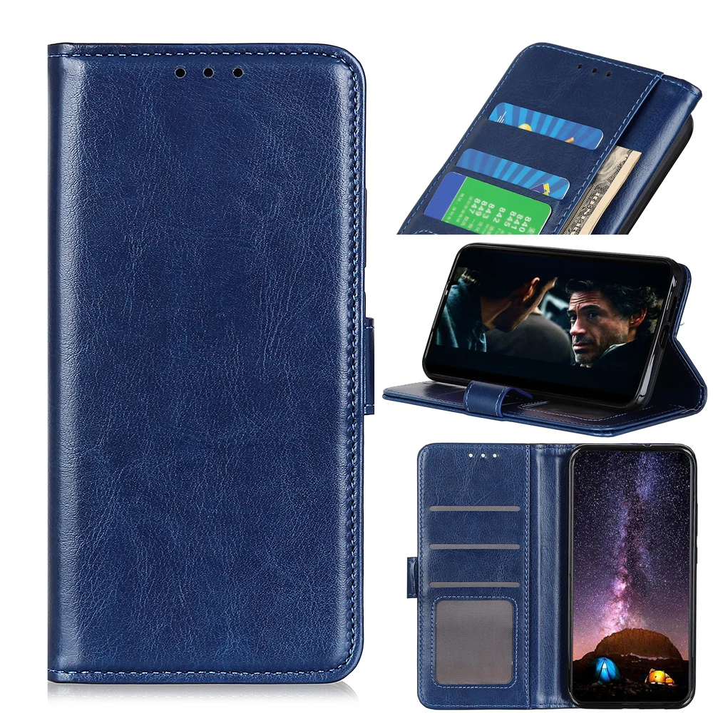 

Mirror window Crazy Horse pattern PU Leather Flip Wallet Case For Motorola Moto G STYLUS 2021 With Stand Card Slots, As pictures