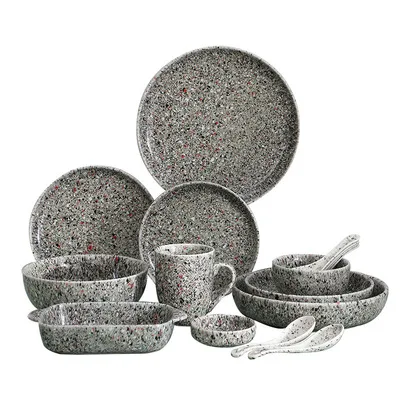 

Hot Sale Luxury Eco-Friendly Round Porcelain Ceramic Retro Rock Meal Wholesale Household Color Glaze Dinnerware Sets