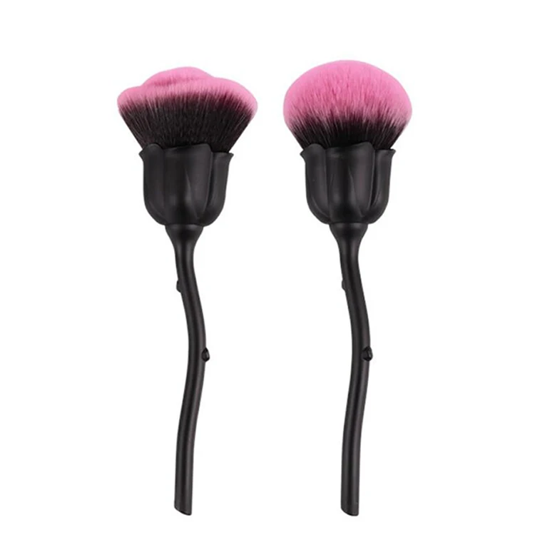 

Most Popular Special Single Rose Makeup Brush, Multi-Function Easy Wash Makeup Brush Set, Black+pink