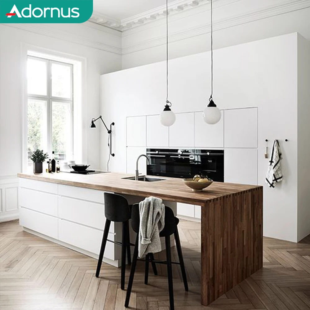 Adornus luxury white shaker pvc modern high gloss acrylic designs kitchen cabinet sets