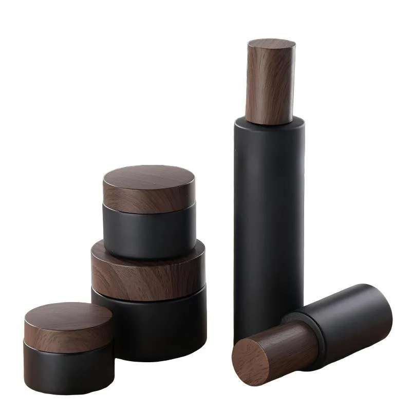 Black glass bottles and Jars