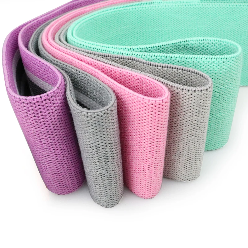 

ENGINE Wholesale custom 3 level tension fabric fitness exercise workout fabric resistance bands set, Pink, purple, green, grey, gray, black