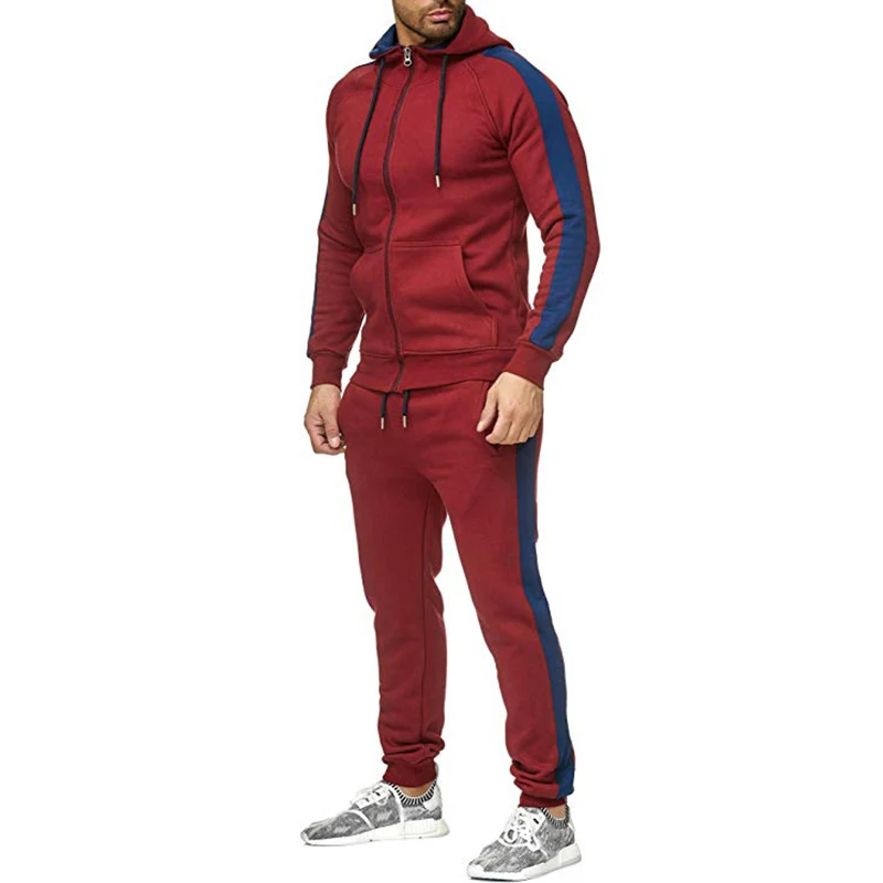 

Wholesale Custom Design Male Tracksuits Fashion Side Striped Trackpants Sweatsuit Mens Running Jogging Tracksuit Gym Clothes, Shown