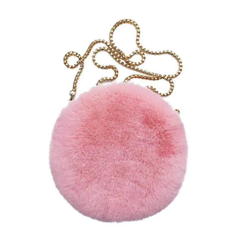 

Hot selling Faux Raccoon bear fur purses bags women pink color fur bags for girls cute kids gift holiday phone cross body bag, Different colors