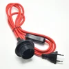 2m EU Plug Light Power Cord With Rocker Switch E27 Socket Fabric Electric Wire Lamp Switch DIY Cord Set