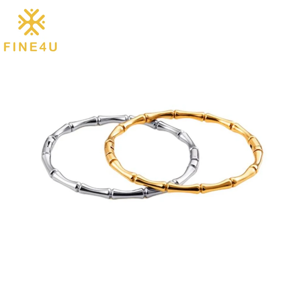 

Non Tarnish Waterproof Simple Fashion Gold Plated Bamboo Bracelet Stainless Steel Bangles Jewelry Women