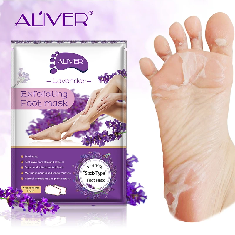 

Aliver wholesale lavender exfoliation peeling wearable foot mask