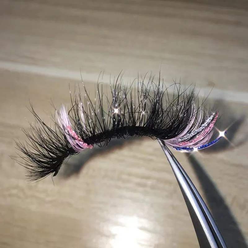 

Dolovebeauty bling lashes two tone color mink lashes eyelashes with decals color with glitter mink eyelashes, As in pic