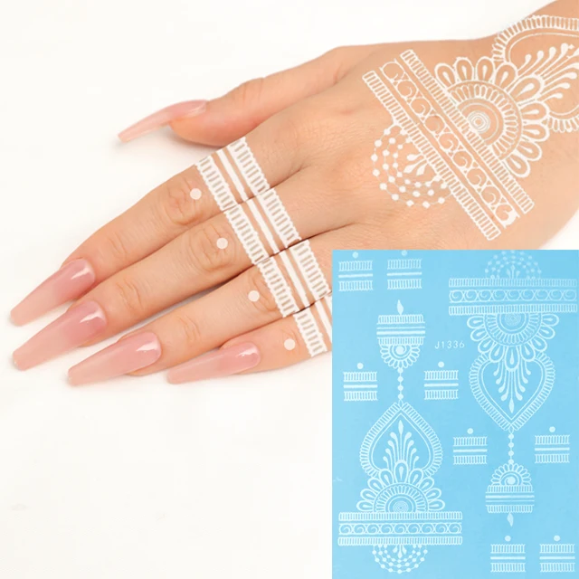 

New High Quality Full Hand white Henna Temporary Waterproof Tattoo Stickers Henna Tattoo Stickers For Women And Girls