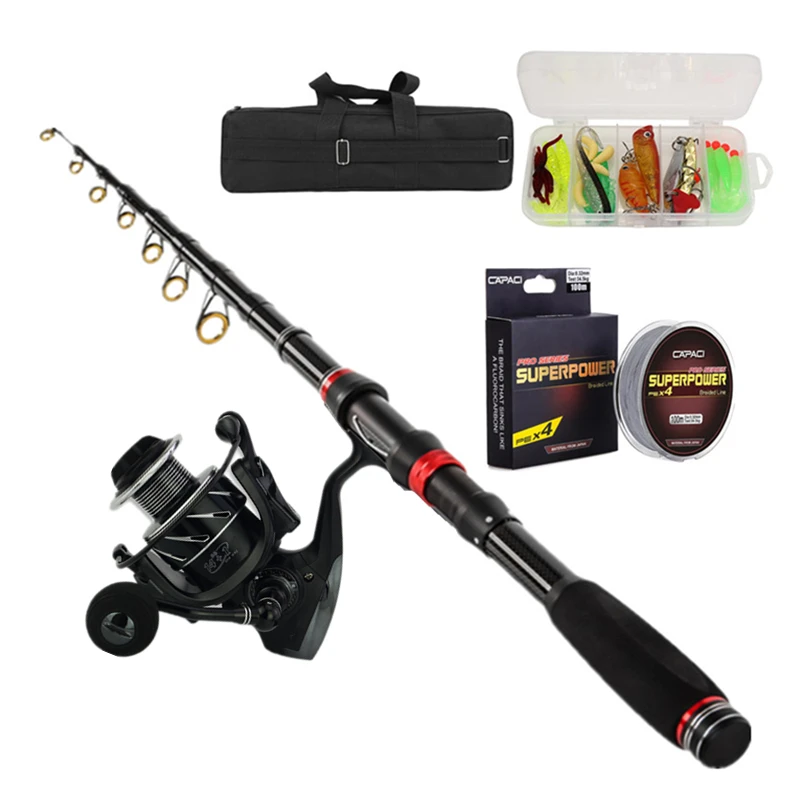 

Amazon Hotsale Fishing Combo 1.8-3m Fishing Rod With Reel Spinning Reels EVA Carrier Bag for Travel Saltwater