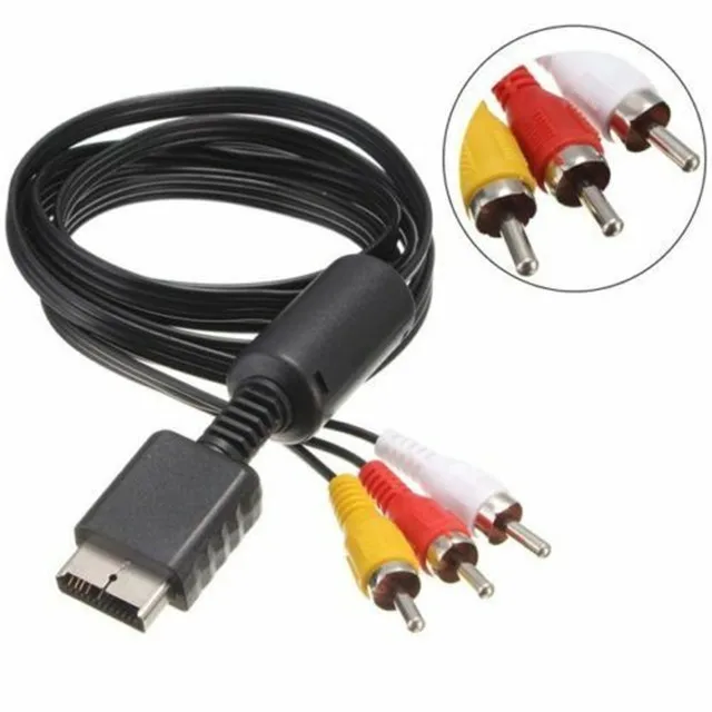 

RCA TV Cable AV Phono Lead Sound Video for Sony PlayStation 2 3 PS2 Composite, Balck
