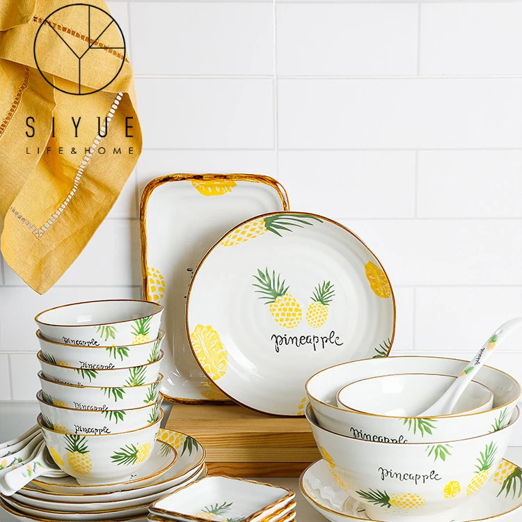 

Custom printed ceramic dessert plate ceramic white ceramic plate 10 inch Long plate 1908, Yellow,white