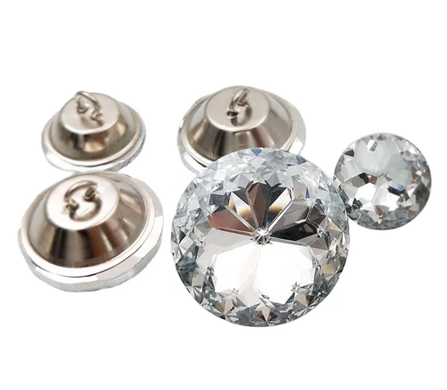 

Hot sale round shank upholstery crystal buttons for furniture sofa, Transparent