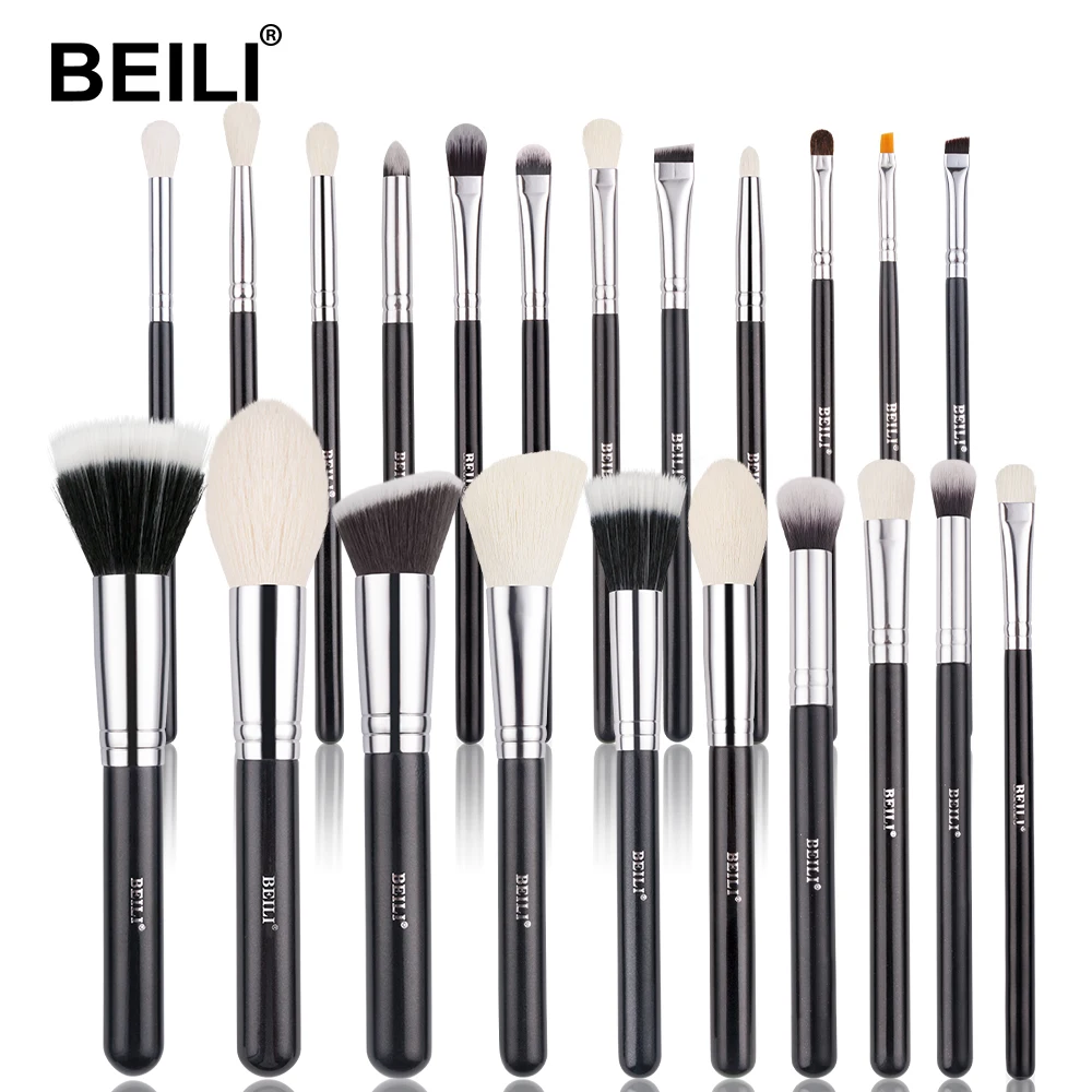 

BEILI wholesale natural hair brushes makeup professional cosmetic tools 22pcs black make up brush set brochas para maquillaje