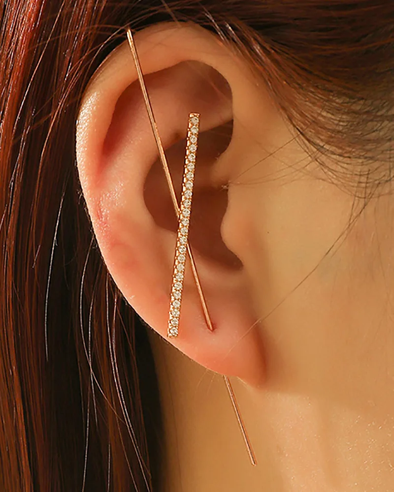 

Gold Ear Cuff Wrap Crawler Hook Earrings for Women Girls Unique Long Hypoallergenic Stud Climber Earrings, As picture show