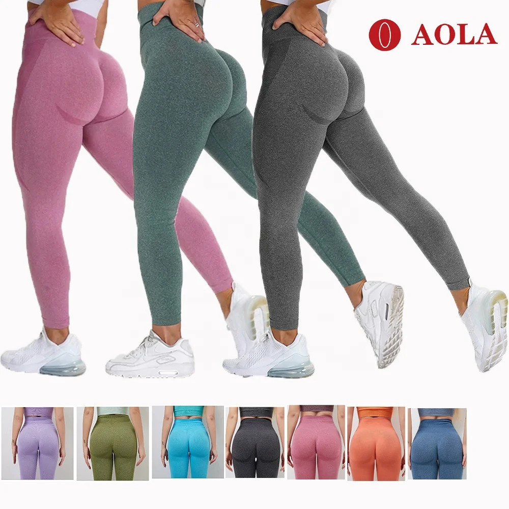 

AOLA For Women Dropshipping Butter Soft Push Up Wholesale Athletic Fitness Yoga Butt Lift Custom Leggings, Black/gray/pink