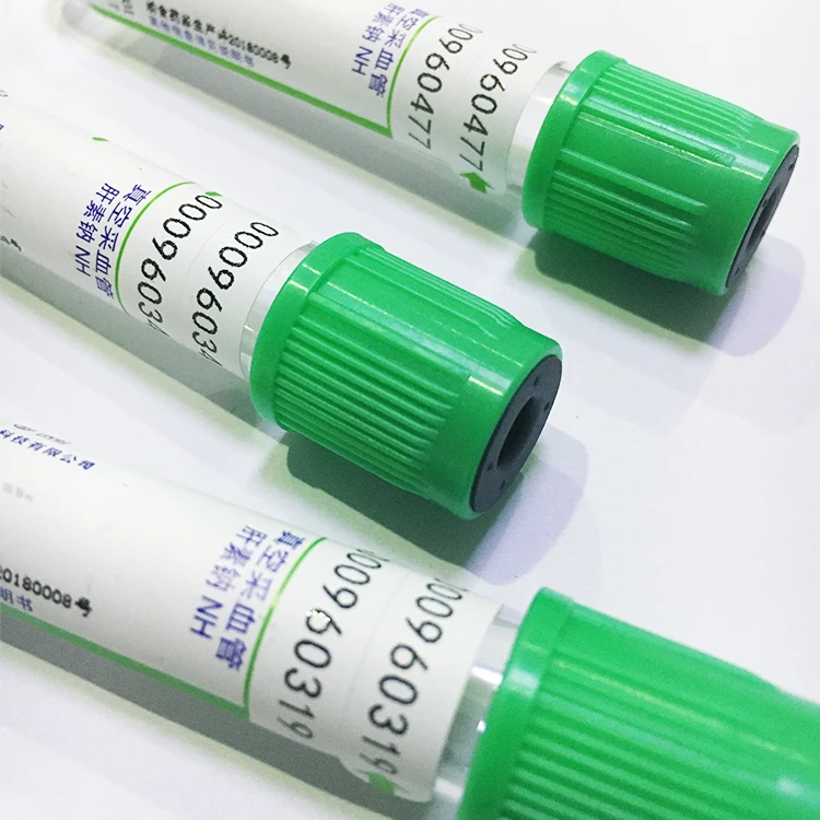 
Green Top Disposable Heparin Lithium Blood Collection Tube 