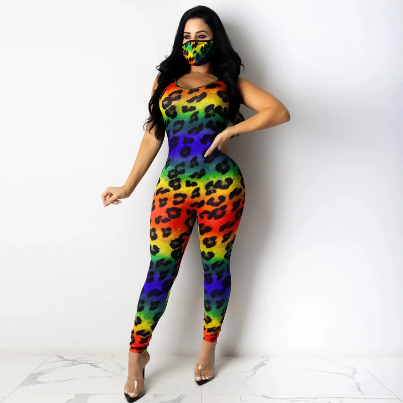

FS2988A Hot sale leopard print jumpsuit women sexy club wear clothing