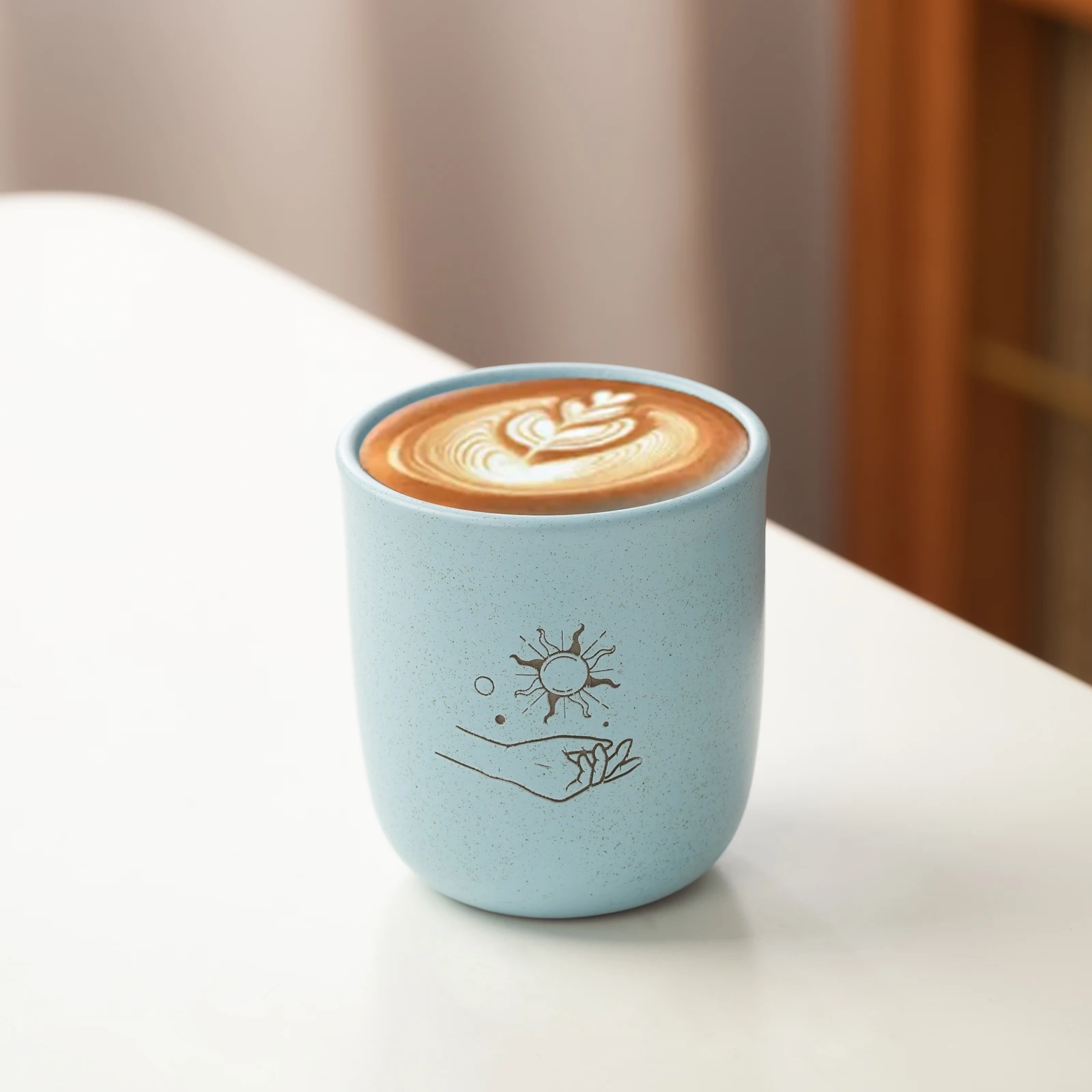 

200ml Cheap Ceramic Tea mug matte glaze flat pottery coffee cup custom logo